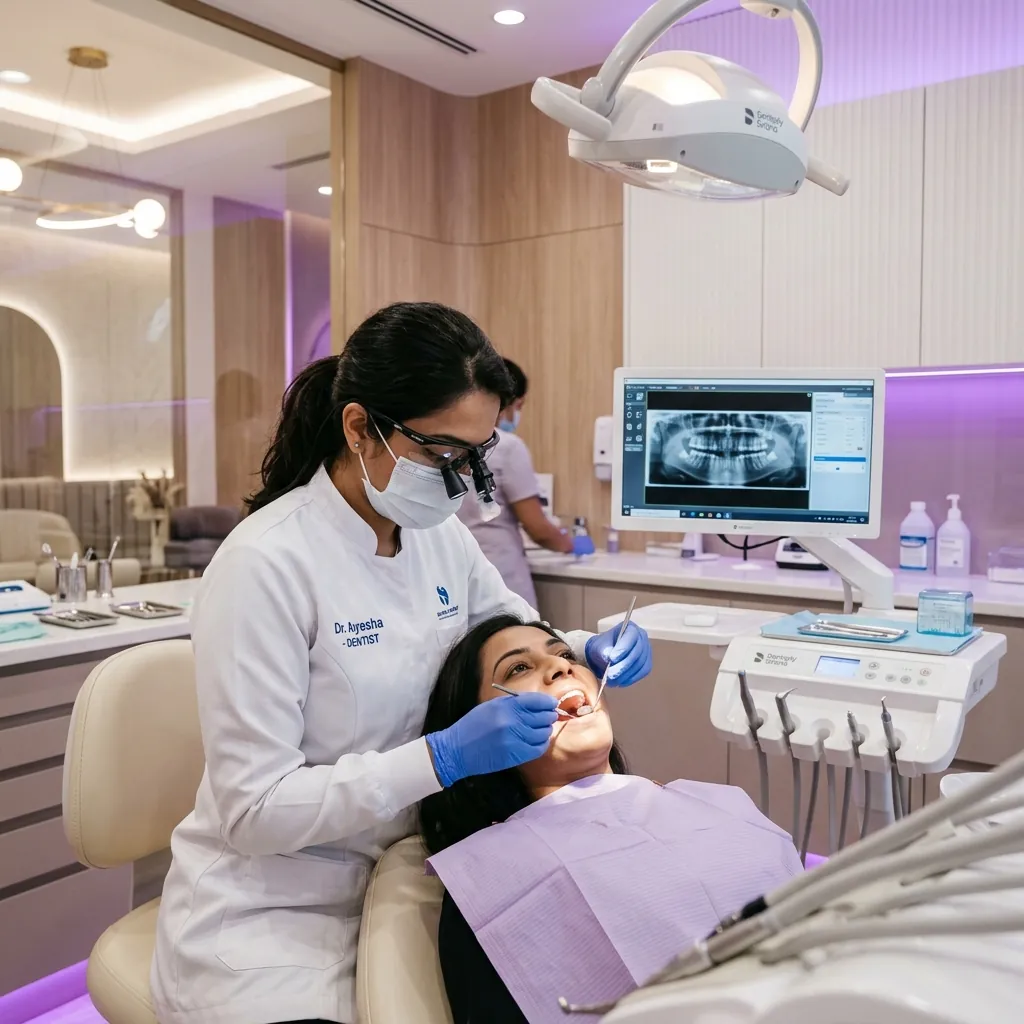 Dr. Ayesha Subhan treating a patient at Smile Bright Dental Clinic, Chennai